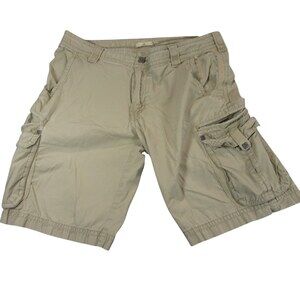 Ascend Mens Cargo Shorts L x 11 Khaki Drawstring Lightweight Baggy 100% Cotton
